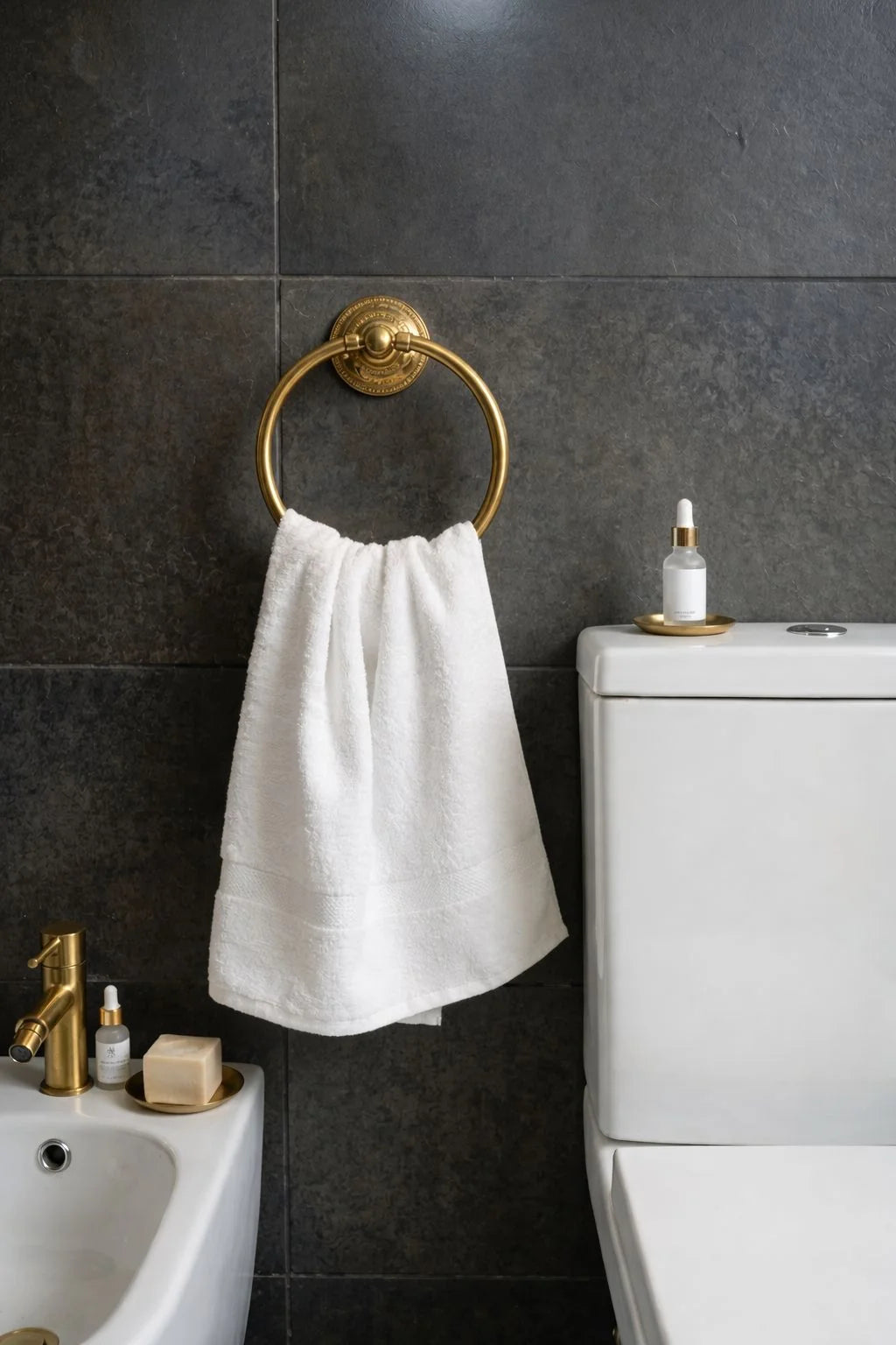 Complete Moroccan Brass Bathroom Accessories Set – 6 Pieces