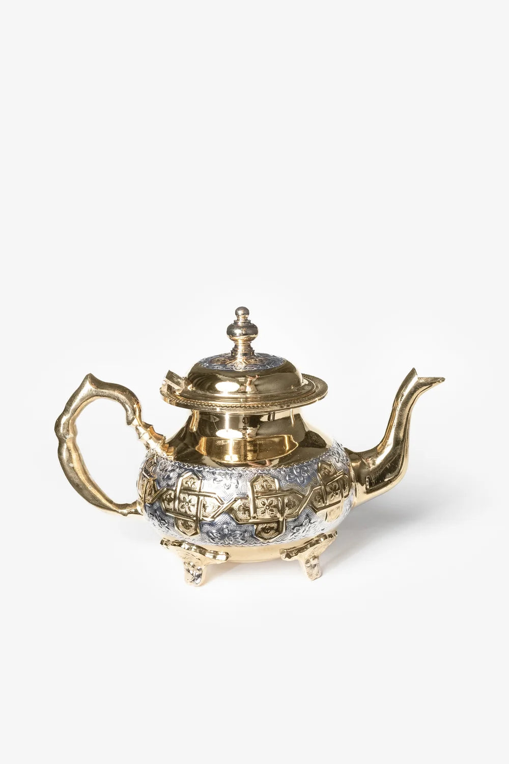 Traditional Moroccan Engraved Teapot – Silver or Two-Tone | 300 ml–1 L