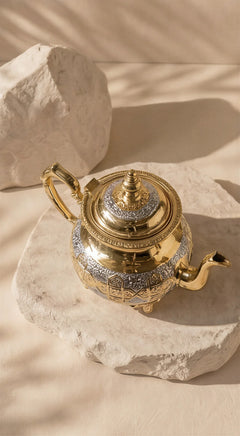 Traditional Moroccan Engraved Teapot – Silver or Two-Tone | 300 ml–1 L