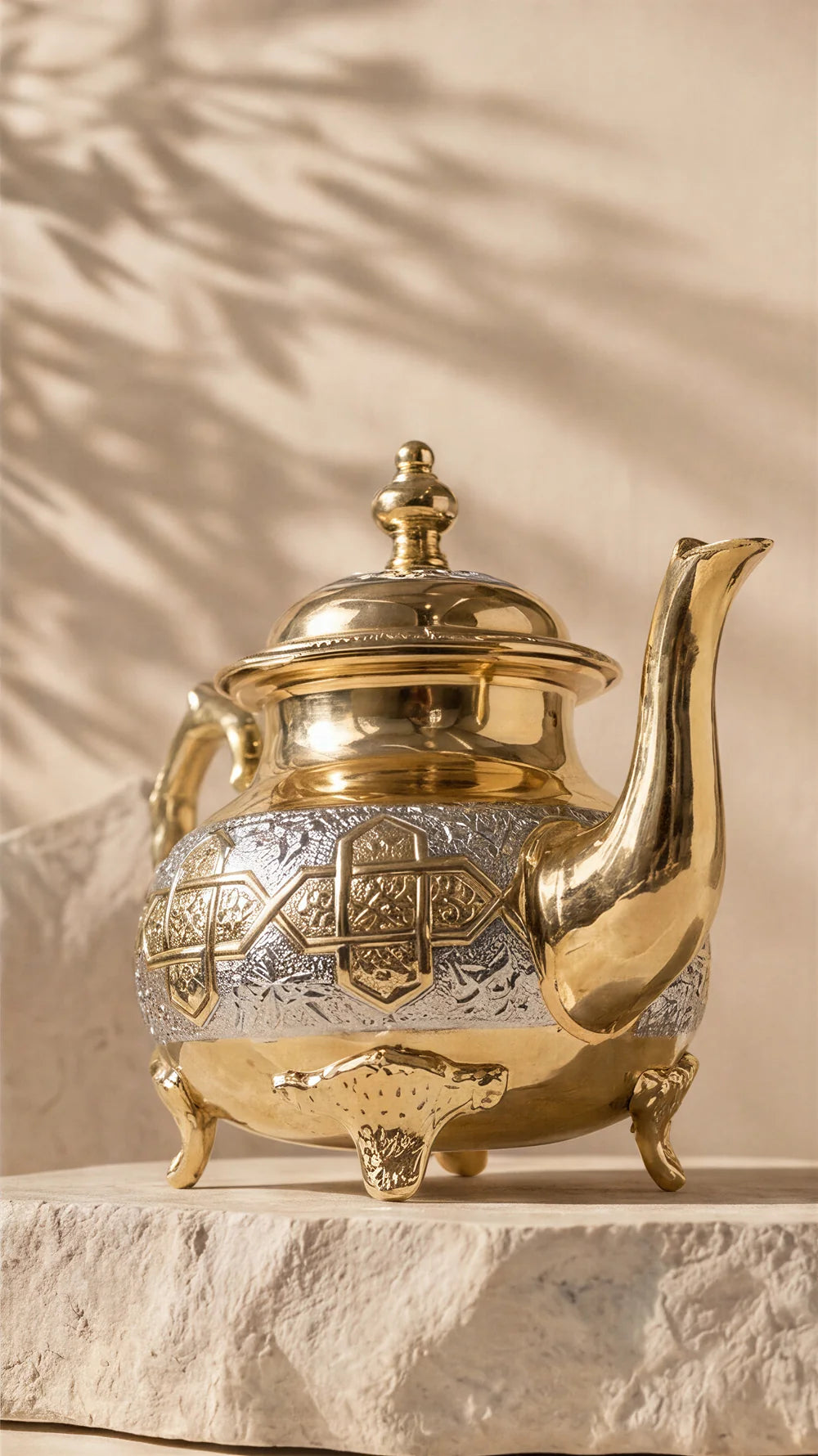 Traditional Moroccan Engraved Teapot – Silver or Two-Tone | 300 ml–1 L