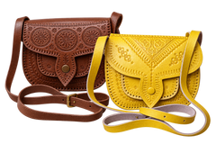 Handcrafted Moroccan Genuine Leather Crossbody Bag – Classic Tooled Design