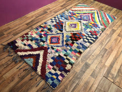 One-of-a-Kind Moroccan Boucherouite Rug – Colorful Handwoven Berber Rug – 226 × 106 cm