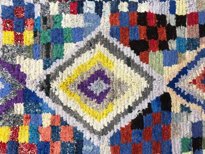 One-of-a-Kind Moroccan Boucherouite Rug – Colorful Handwoven Berber Rug – 226 × 106 cm