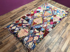 One-of-a-Kind Moroccan Boucherouite Rug – Colorful Handwoven Berber Rug – 203 × 96 cm