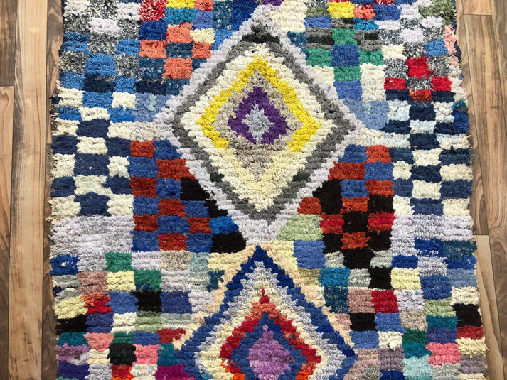 One-of-a-Kind Moroccan Boucherouite Rug – Colorful Handwoven Berber Rug – 226 × 106 cm