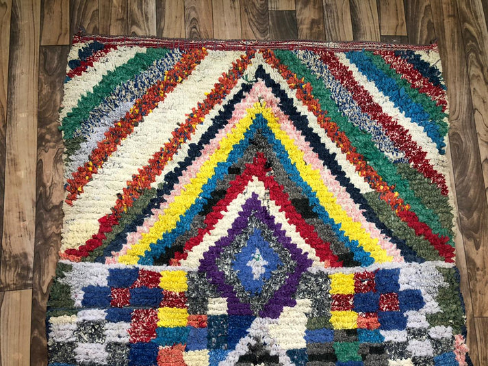 One-of-a-Kind Moroccan Boucherouite Rug – Colorful Handwoven Berber Rug – 226 × 106 cm