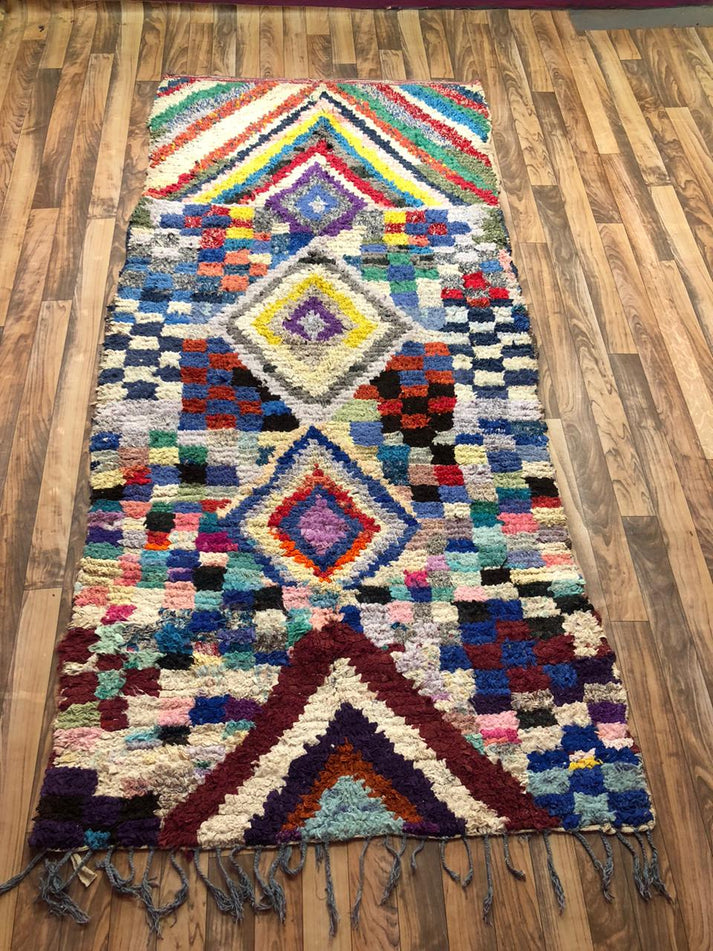 One-of-a-Kind Moroccan Boucherouite Rug – Colorful Handwoven Berber Rug – 226 × 106 cm