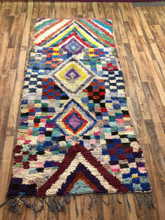 One-of-a-Kind Moroccan Boucherouite Rug – Colorful Handwoven Berber Rug – 226 × 106 cm