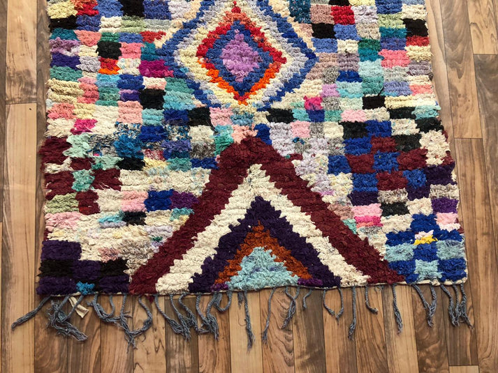 One-of-a-Kind Moroccan Boucherouite Rug – Colorful Handwoven Berber Rug – 226 × 106 cm