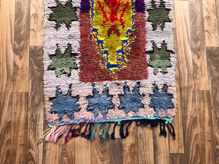 Handwoven Moroccan Runner Rug – Colorful Amazigh Geometric Design