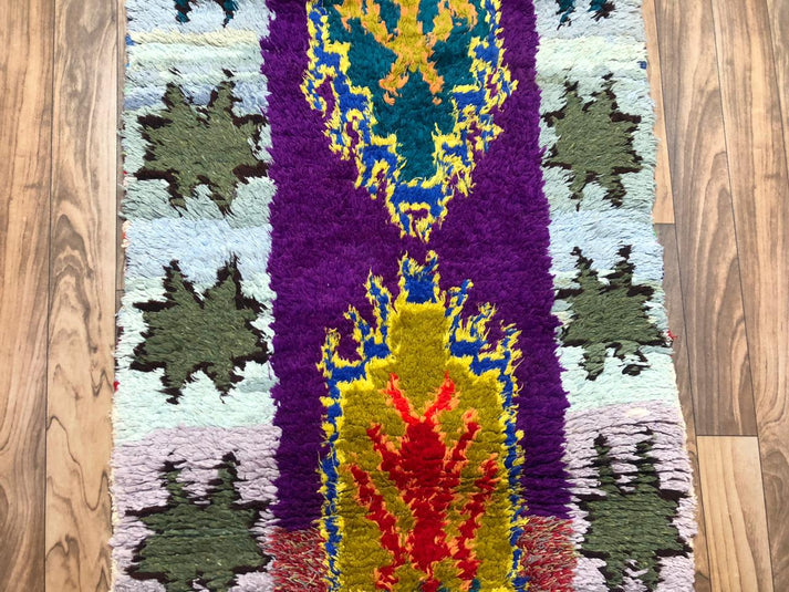Handwoven Moroccan Runner Rug – Colorful Amazigh Geometric Design