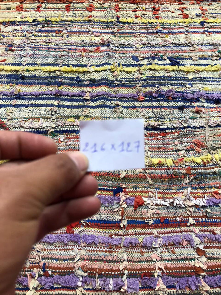 Handwoven Moroccan Boucherouite Rug — One-of-a-Kind Artisan Textile