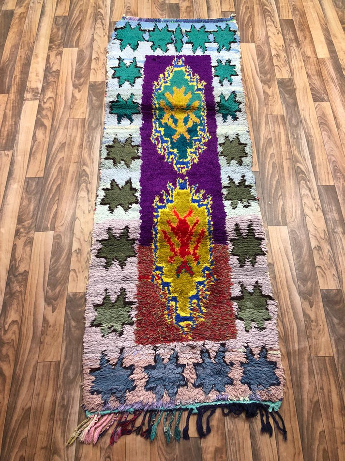 Handwoven Moroccan Runner Rug – Colorful Amazigh Geometric Design