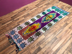 Handwoven Moroccan Runner Rug – Colorful Amazigh Geometric Design