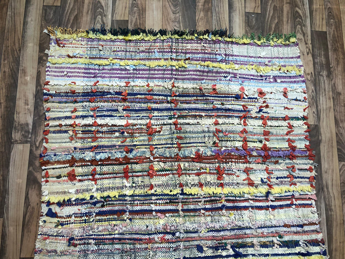 Handwoven Moroccan Boucherouite Rug — One-of-a-Kind Artisan Textile
