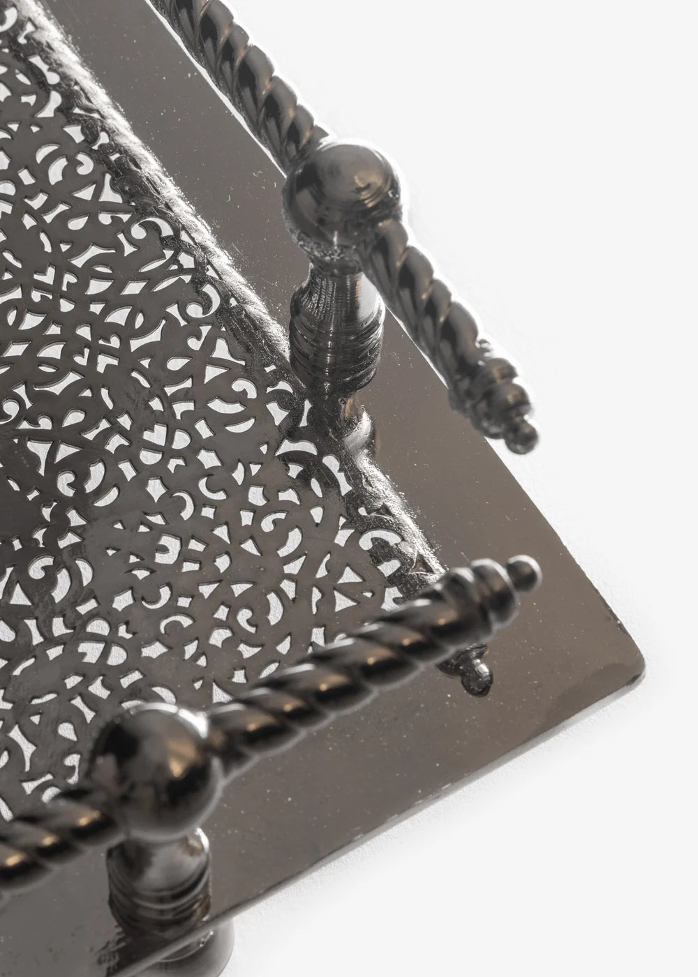 Handcrafted Moroccan Engraved Brass Serving Tray — Silver-Plated