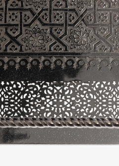Handcrafted Moroccan Engraved Brass Serving Tray — Silver-Plated