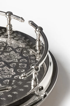 Handcrafted Moroccan Silver-Plated Brass Serving Tray – 40, 45 & 50 cm