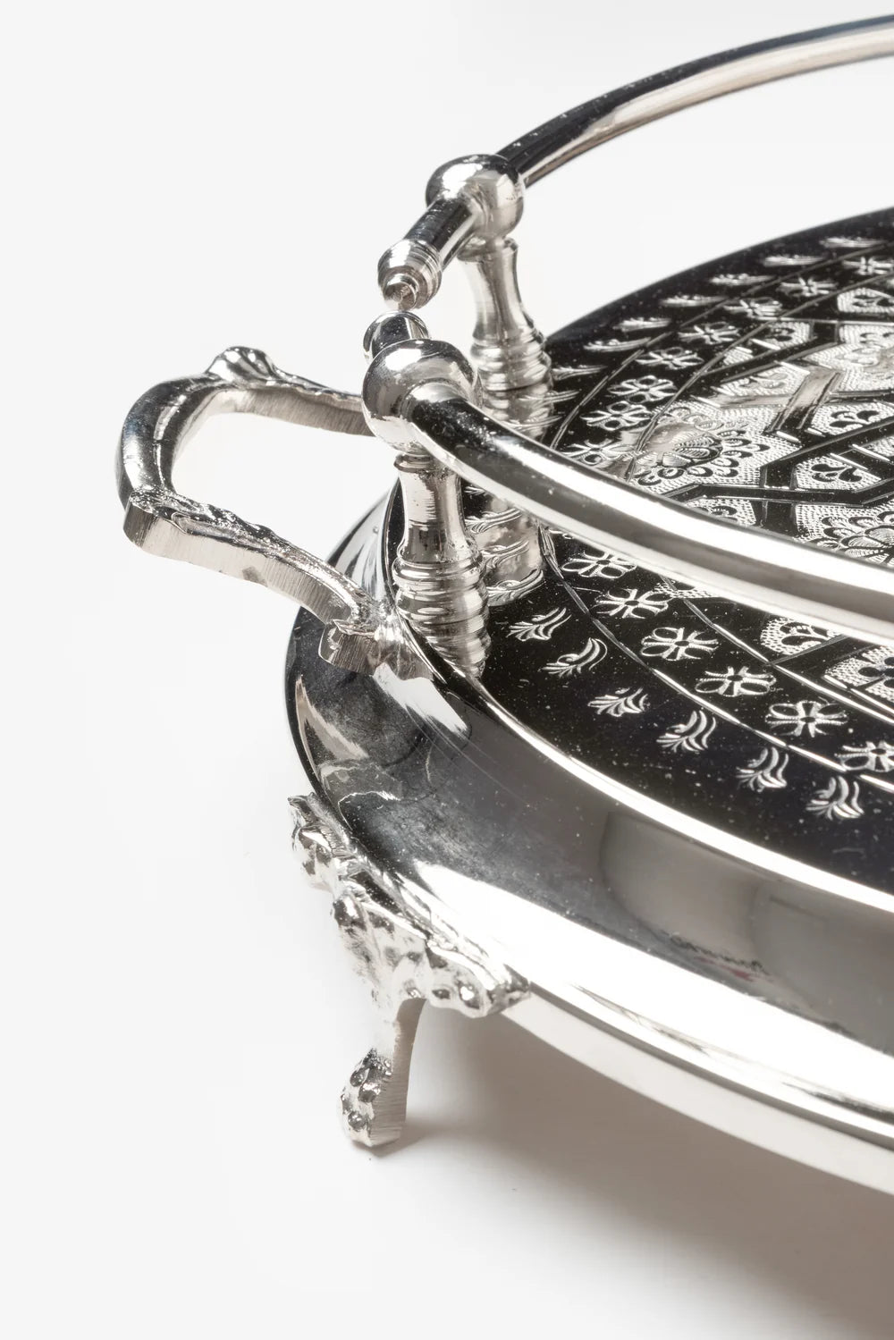 Handcrafted Moroccan Silver-Plated Brass Serving Tray – 40, 45 & 50 cm