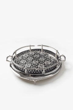 Handcrafted Moroccan Silver-Plated Brass Serving Tray – 40, 45 & 50 cm