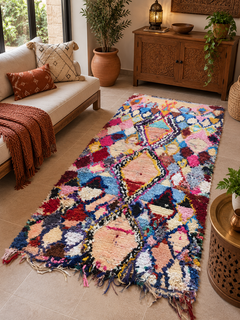 One-of-a-Kind Moroccan Boucherouite Rug – Colorful Handwoven Berber Rug – 203 × 96 cm