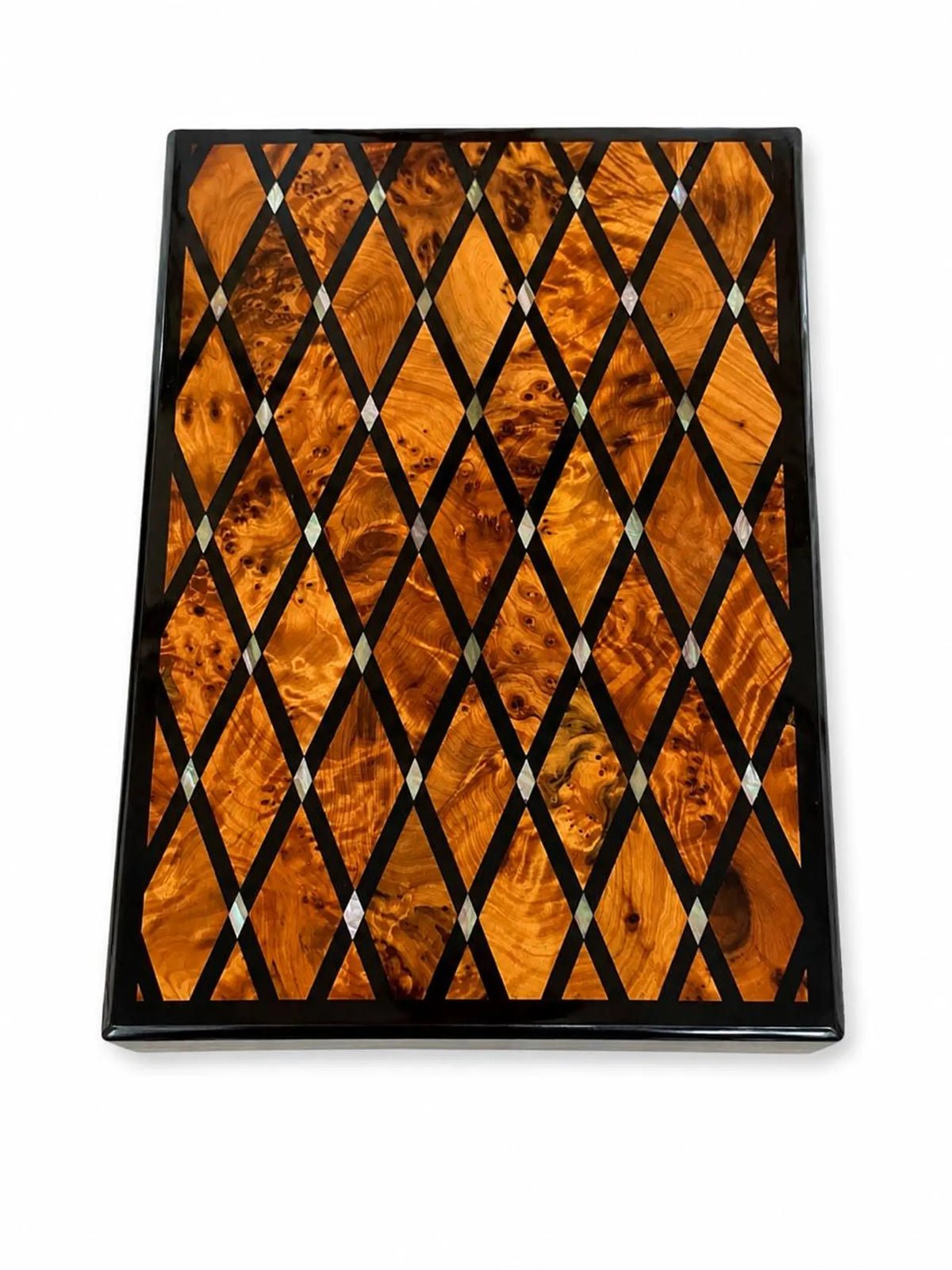 Large Moroccan Thuya Burl Jewelry Box with Mother-of-Pearl Marquetry
