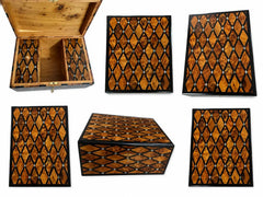 Large Moroccan Thuya Burl Jewelry Box with Mother-of-Pearl Marquetry