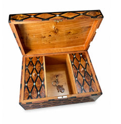 Large Moroccan Thuya Burl Jewelry Box with Mother-of-Pearl Marquetry