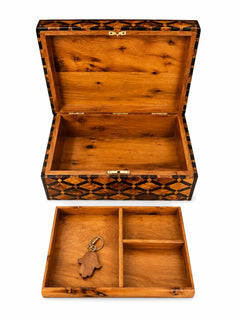 Handcrafted Moroccan Thuya Burl Jewelry Box with Mother-of-Pearl Inlay