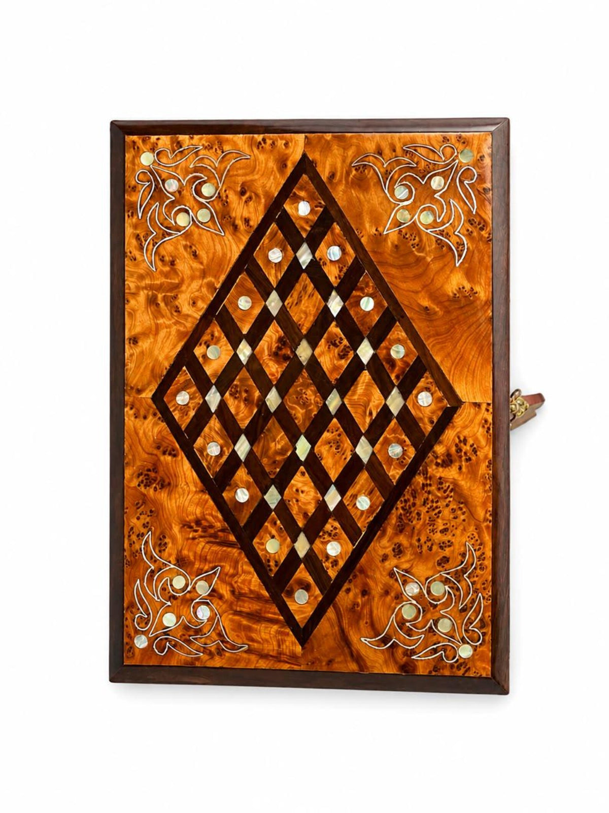 Handcrafted Moroccan Thuya Burl Jewelry Box with Mother-of-Pearl Inlay