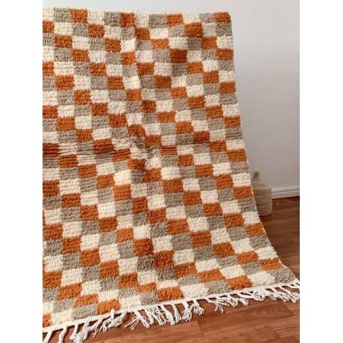 Handwoven Moroccan Checkered Wool Rug — One-of-a-Kind Artisan Piece