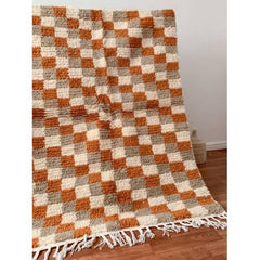 Handwoven Moroccan Checkered Wool Rug — One-of-a-Kind Artisan Piece