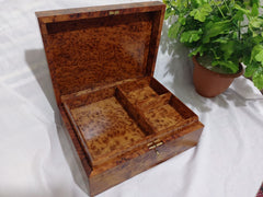 Large Moroccan Thuya Burl Jewelry Box — Handcrafted in Essaouira