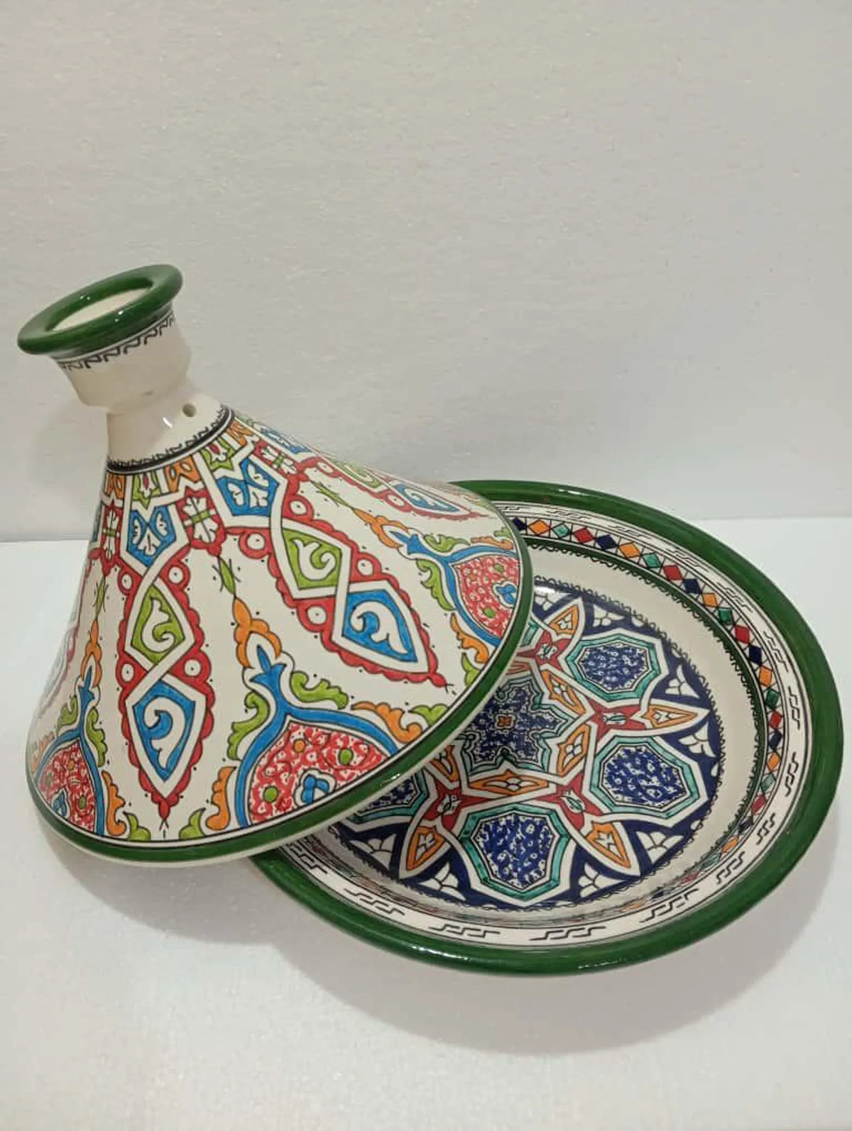 Hand-Painted Moroccan Ceramic Tagine — Artisan Decorative Piece