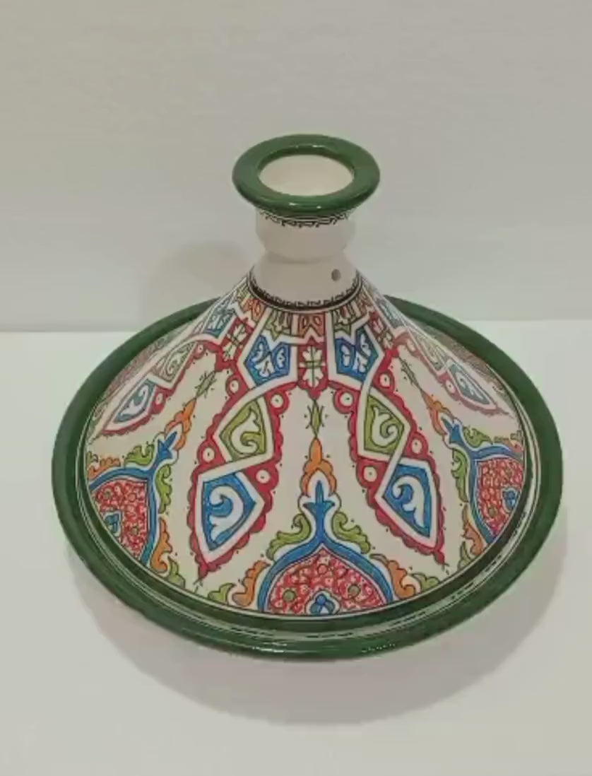 Hand-Painted Moroccan Ceramic Tagine — Artisan Decorative Piece