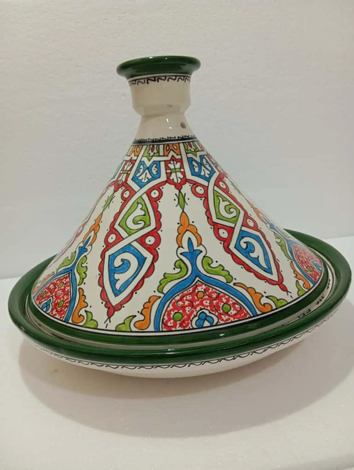 Hand-Painted Moroccan Ceramic Tagine — Artisan Decorative Piece